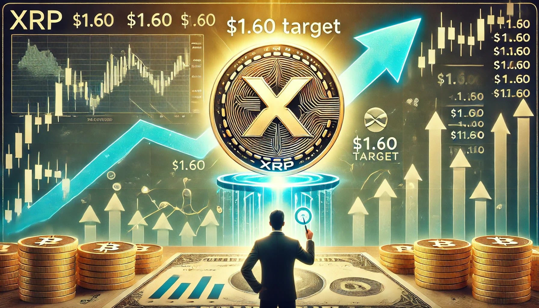 DALL·E 2024 11 30 08.07.48 A financial themed image highlighting XRP consolidating below a crucial r