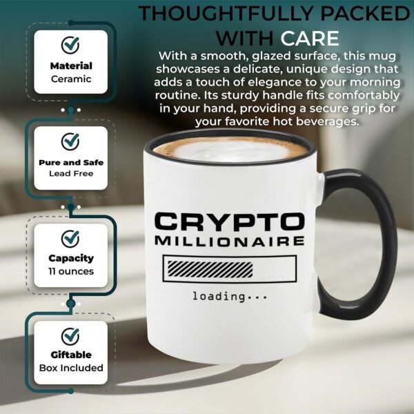 shop4ever Crypto Millionaire Loading... Ceramic Coffee Mug Cup, Funny Digital Currency Gift 11 oz. (Black Handle) - Image 6