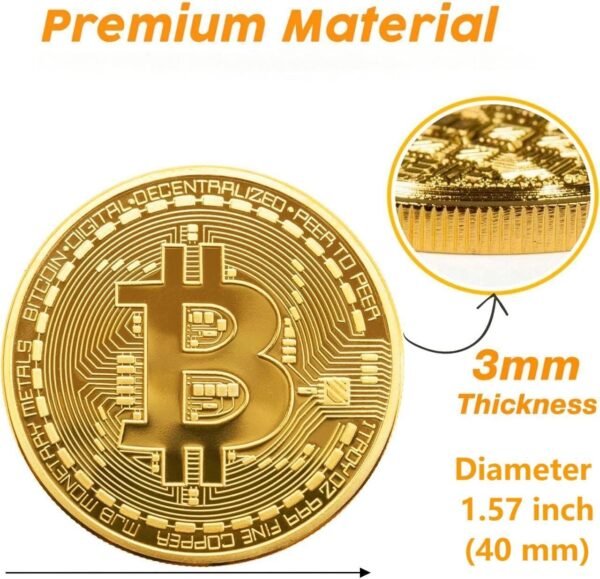 4 Pcs/Set Bitcoin Commemorative Collector Coin, Gold Plated Novelty Coins, Cryptocurrency Collectible Gift, Coin Thickness 3MM - Image 4