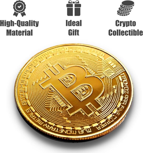 4 Pcs/Set Bitcoin Commemorative Collector Coin, Gold Plated Novelty Coins, Cryptocurrency Collectible Gift, Coin Thickness 3MM - Image 5