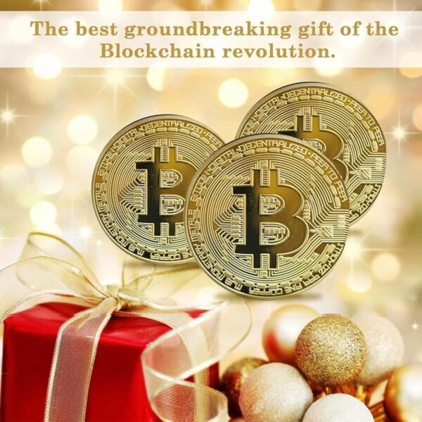 9PC Bitcoin Coin | Physical Bitcoin with Protective Case, Gold Plated Bitcoin for Commemoration, Gifts for Men (Gold) - Image 3