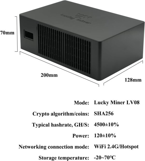 Bitcoins Miner Lucky Miner LV08 4.2TH/s Crypto Miner with BM1366 Asic Miner chip SHA256 120W 2.4G WiFi Home/Office Mining -Solo/P2P Mining 42 Coins Support - BTC, BCH, BSV - Image 3
