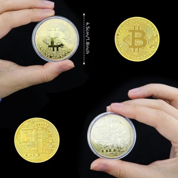 10 Pcs Bitcoin Coin Souvenir Gift with Coin Case, Bitcoin Commemorative Coin, Gold and Silver Plated Bitcoin for Commemoration, Blockchain Cryptocurrency, BTC Collectible Coin - Image 5
