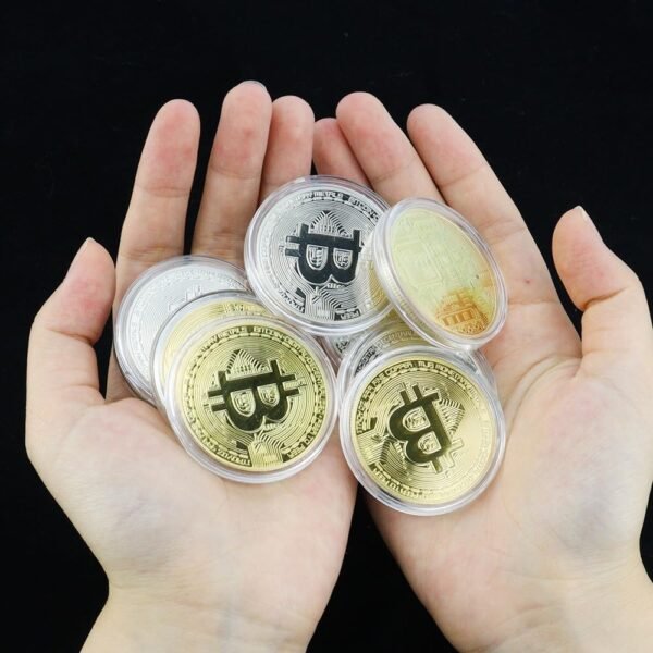 10 Pcs Bitcoin Coin Souvenir Gift with Coin Case, Bitcoin Commemorative Coin, Gold and Silver Plated Bitcoin for Commemoration, Blockchain Cryptocurrency, BTC Collectible Coin - Image 6