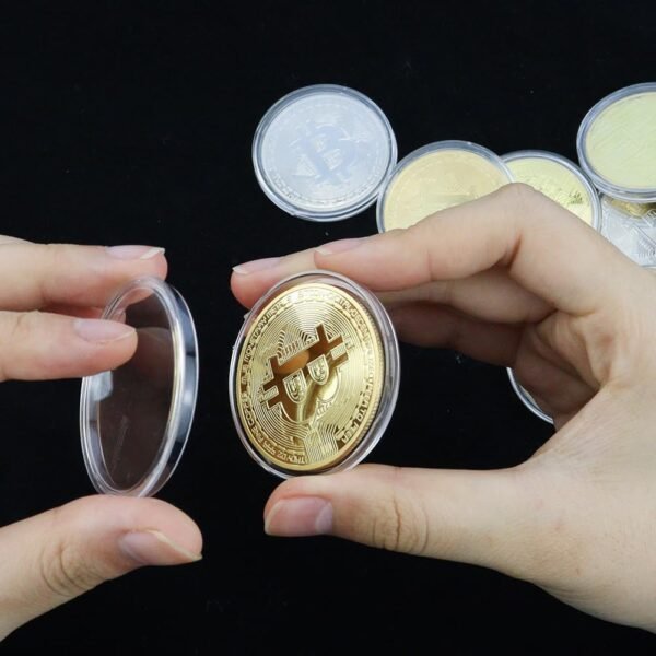 10 Pcs Bitcoin Coin Souvenir Gift with Coin Case, Bitcoin Commemorative Coin, Gold and Silver Plated Bitcoin for Commemoration, Blockchain Cryptocurrency, BTC Collectible Coin - Image 7