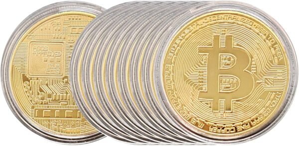 9 Pcs Bit Coin,Commemorative Coin,Physical Bitcoin with Protective Case,Gold Plated Bitcoin for Commemoration,BTC Cryptocurrency,Chase Coin Gifts for Men - Image 5
