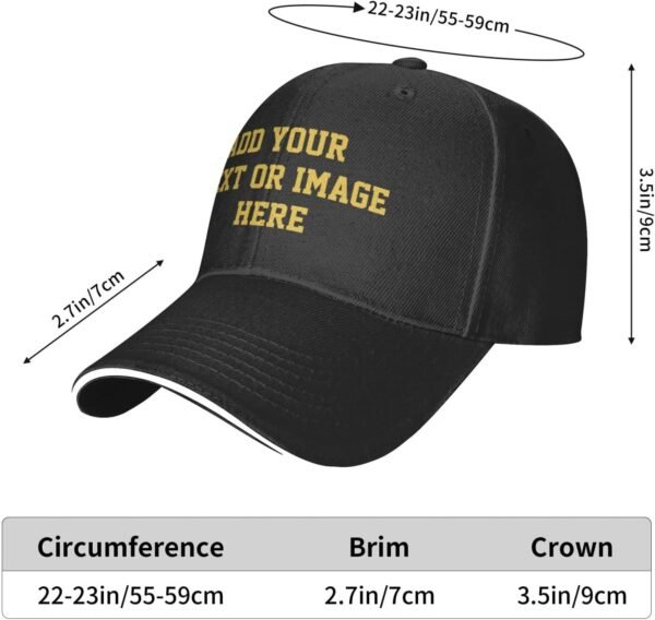 Custom Hats Add Photos/Logo/Text to Design Your Personalized Baseball Cap for Men & Women Adjustable - Image 4