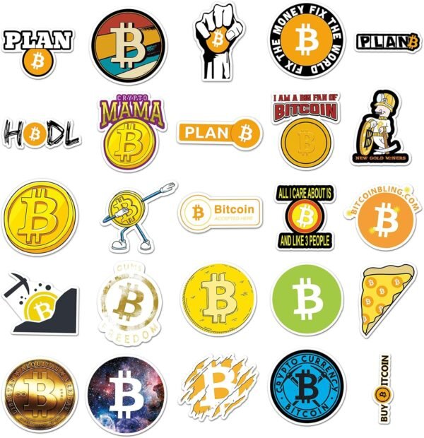50 Pcs Bitcoin Stickers Bulk,Cute Bitcoin Gold Coin Stickers for Adults Kids Girl Teens. Vinyl Waterproof Vsco Money Sticker for Water Bottles,Laptop, Phone Etc - Image 3