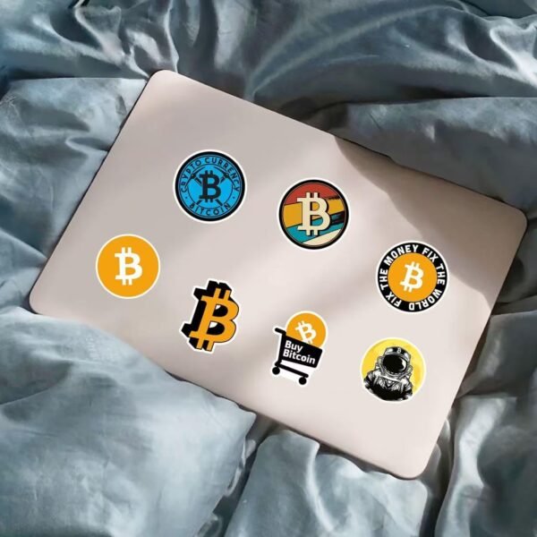 50 Pcs Bitcoin Stickers Bulk,Cute Bitcoin Gold Coin Stickers for Adults Kids Girl Teens. Vinyl Waterproof Vsco Money Sticker for Water Bottles,Laptop, Phone Etc - Image 5