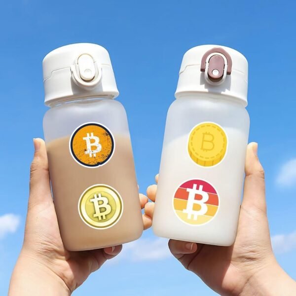 50 Pcs Bitcoin Stickers Bulk,Cute Bitcoin Gold Coin Stickers for Adults Kids Girl Teens. Vinyl Waterproof Vsco Money Sticker for Water Bottles,Laptop, Phone Etc - Image 6