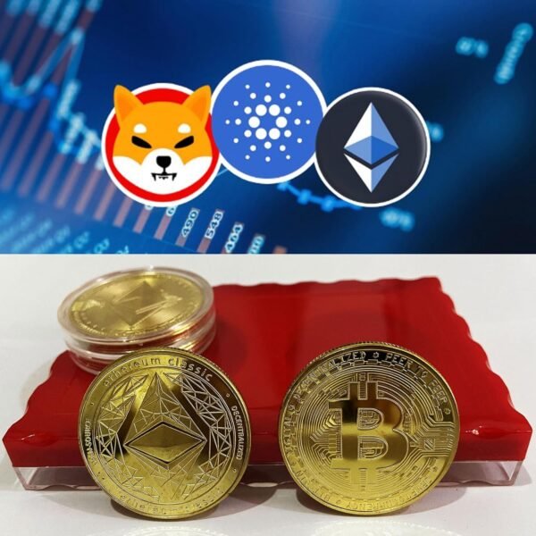 Gold Plated Physical Bitcoin (BTC) - Ethereum (ETH) Shiba Inu (SHIB) Binance (BNB) Polkadot (DOT) Dogecoin (Doge) Commemorative Coin - Blockchain Crypto Coin Set Display - Image 3