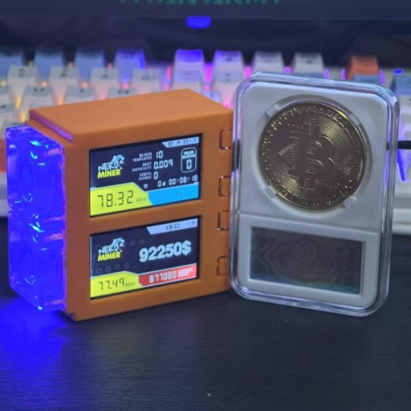 Bitcoins Miner NerdMiner 78KH/s*2 Display S19 Pro 2.4G WiFi Bitcoins Solo Lottery Miner Machine Mini lotto Device Low Power LED Fan(Orange) - Image 4