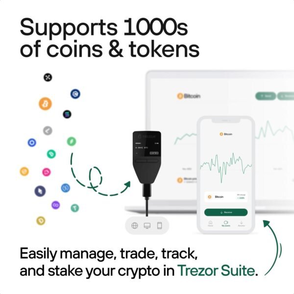 Trezor Safe 3 - Passphrase & Secure Element Protected Crypto Hardware Wallet - Buy, Store, Manage Digital Assets Simply and Safely (Cosmic Black) - Image 4