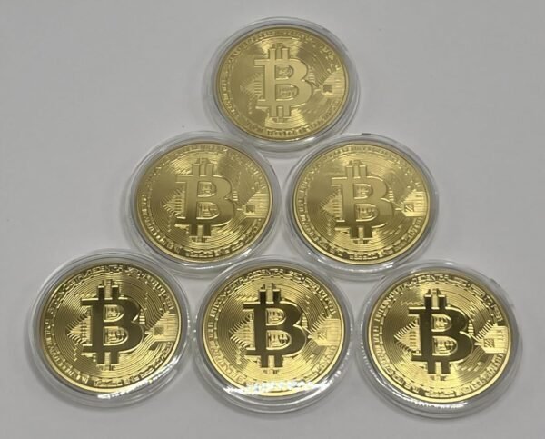 6PCS Gold Plated Bitcoin Coins - 40mm Diameter, 3mm Thickness Commemorative Physical BTC Cryptocurrency Collectible with Clear Protective Case, for Blockchain Enthusiasts - Image 5