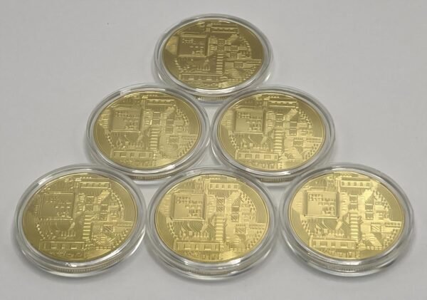 6PCS Gold Plated Bitcoin Coins - 40mm Diameter, 3mm Thickness Commemorative Physical BTC Cryptocurrency Collectible with Clear Protective Case, for Blockchain Enthusiasts - Image 6