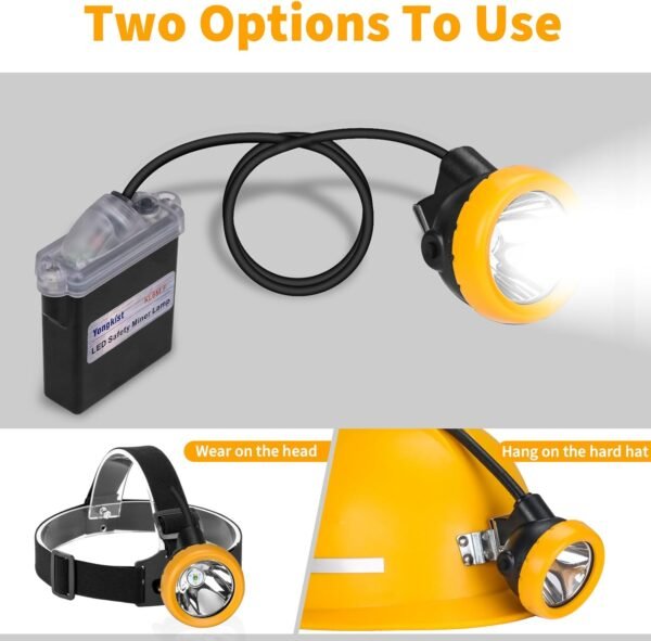 Safety Mining Light 1+2 LED Coal Mining Lights Battery Pack with LED Light Waterproof Head Torch Mining Lamp Headlight Explosion Proof Hard hat Cap Mining Headlamp (KL6M.F-Medium Size) - Image 4