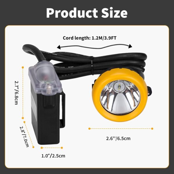 Safety Mining Light 1+2 LED Coal Mining Lights Battery Pack with LED Light Waterproof Head Torch Mining Lamp Headlight Explosion Proof Hard hat Cap Mining Headlamp (KL6M.F-Medium Size) - Image 7