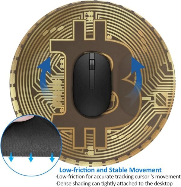 Bitcoin Crypto Currency Mouse Pad, Mouse Pads for Desk, Stitched Edge Mousepad with Non-Slip Rubber Base, Gaming Mouse Mat for Computer Laptop Home Office - Image 3