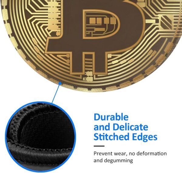 Bitcoin Crypto Currency Mouse Pad, Mouse Pads for Desk, Stitched Edge Mousepad with Non-Slip Rubber Base, Gaming Mouse Mat for Computer Laptop Home Office - Image 4
