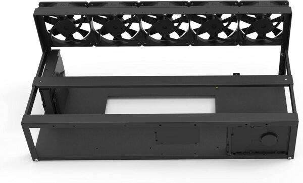 6GPU/ 8GPU Steel Mining Rig Frame Open Air Miner for Mining Cryptocurrency Bitcoin/ETH/ETC/ZEC, Dual Power Supported, Frame Rack w/ 5 Cooling Fans - Image 3