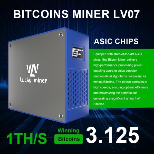 Lucky Miner LV07 MB1366 Chip Home Bitcoins Miner 1T H/S SHA-256 Algorithm Support BTC/BCH/BSV/DGB/XECSolO/PPLNS/P2P/PPS Mining Modes Compact Virtual Currency Miner for Home Use - Image 5
