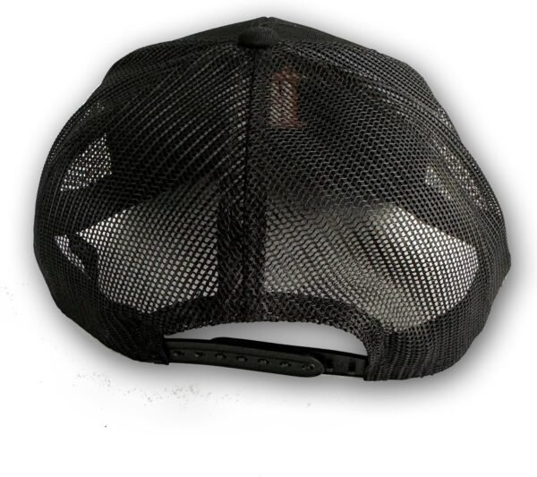 Bitcoin High Profile Trucker Baseball Cap Black Cotton Twill Polyester Mesh 3D Puff Embroidery (Orange Embroidery) - Image 8