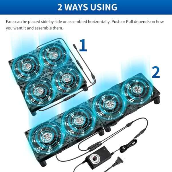 4 x 120mm Server Rack Mount Fan 12V with AC 110V 120V 220V 240V Variable Speed Controller, High Airflow for DIY Mining Rig, AV Cabinet, Modem, Window, Greenhouse Cooling Ventilation - Image 5