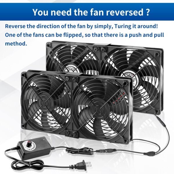 4 x 120mm Server Rack Mount Fan 12V with AC 110V 120V 220V 240V Variable Speed Controller, High Airflow for DIY Mining Rig, AV Cabinet, Modem, Window, Greenhouse Cooling Ventilation - Image 6