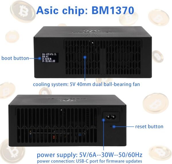 Bitcoins Miner Lucky Miner Lotto Mining Device 4.5TH/S 2.4G WiFi SHA-256 Asic Chip BM1366 Portable LV08 Micro Silent Cryptocurrency Home Use BTC Miner Machine Solo Miner, Black - Image 6