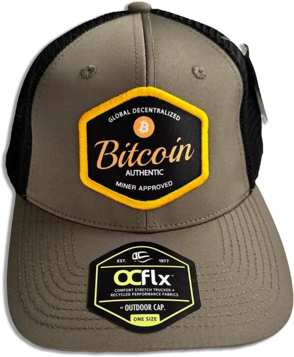 Bitcoin Adjustable Baseball Cap Green with Black Mesh Back with Sublimated Patch - Image 3