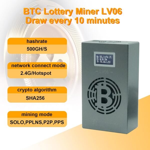 Bitcoin Miner Lucky Miner LV06 BTC Lottery Machine 500GH/S BM1366 WiFi SHA-256 Asic Chip Algorithm BTC BCH BSV DGB - Image 3