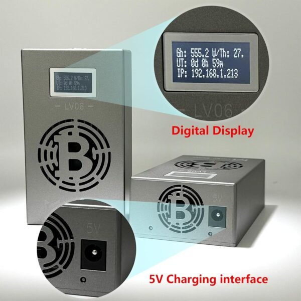 Bitcoin Miner Lucky Miner LV06 BTC Lottery Machine 500GH/S BM1366 WiFi SHA-256 Asic Chip Algorithm BTC BCH BSV DGB - Image 4