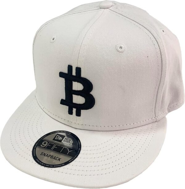 BTC Universe Bitcoin Flat Bill Snapback White Cap with 3D Puff Embroidery - Image 4