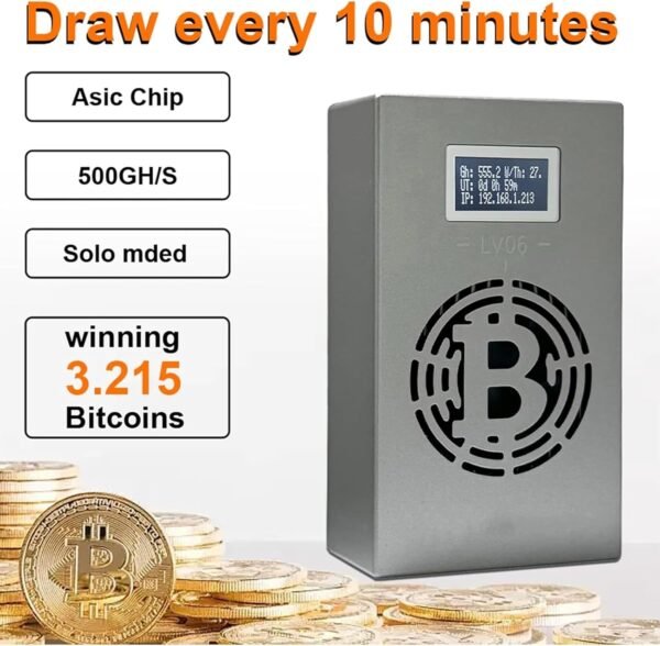 Bitcoins Miner LV06 Solo Miner 2.4G WiFi 13W SHA-256 500GH/S BM1366 Asic Ship Low Noise Lottery Crypto Miner Machine Device Home Use - Image 6