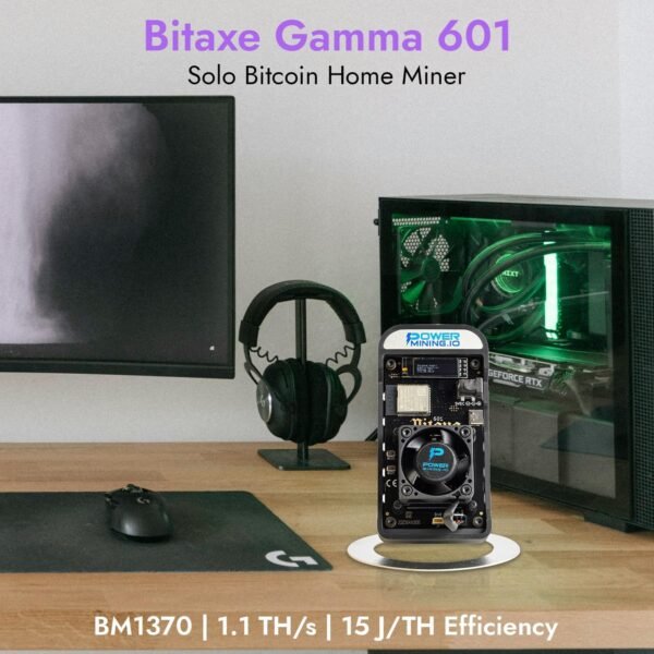 Bitaxe Gamma 601 ASIC Bitcoin Miner | 1.1 TH/s @ 18W | BM1370 Chip (Antminer S21 Pro) | Wi-Fi | USB-C | AxeOS | Open Source | Made in Europe | Incl. Power Supply & Stand - Image 3