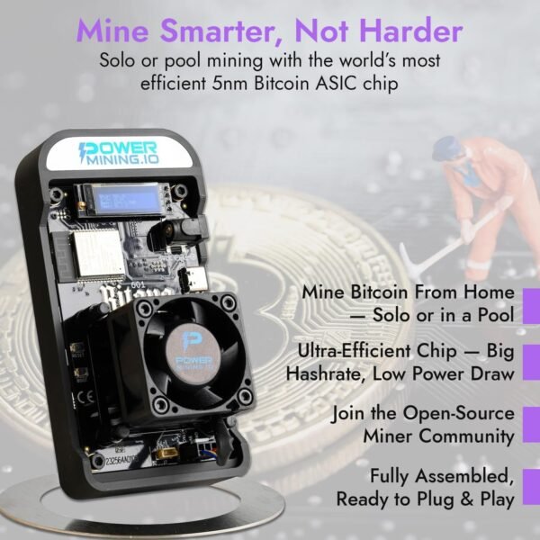Bitaxe Gamma 601 ASIC Bitcoin Miner | 1.1 TH/s @ 18W | BM1370 Chip (Antminer S21 Pro) | Wi-Fi | USB-C | AxeOS | Open Source | Made in Europe | Incl. Power Supply & Stand - Image 5