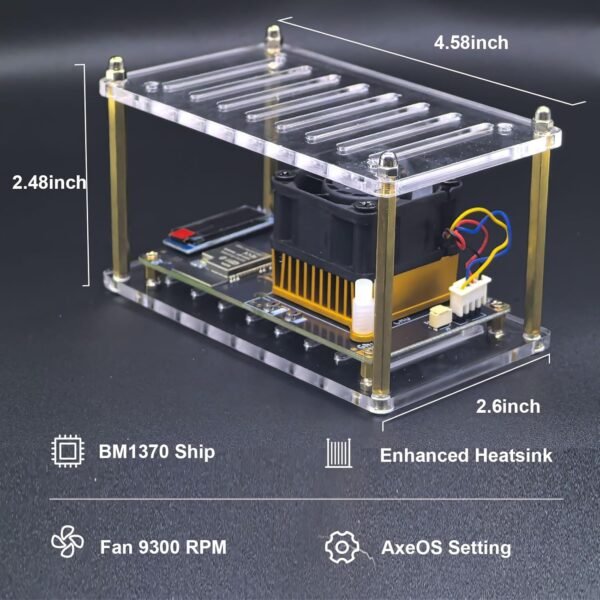 Bitaxe Gamma - 1.2+TH/s Bitcoin Miner BM1370 ASIC chip Acrylic Structure Redefining Home Bitcoin Mining Machine - Image 3
