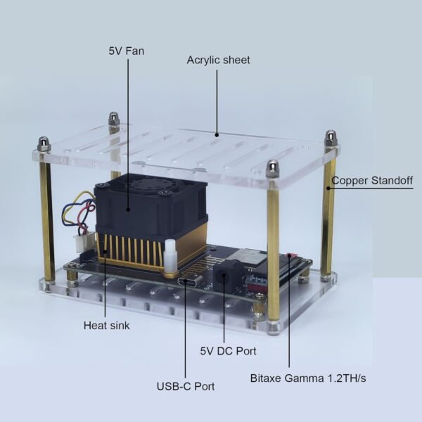 Bitaxe Gamma - 1.2+TH/s Bitcoin Miner BM1370 ASIC chip Acrylic Structure Redefining Home Bitcoin Mining Machine - Image 4