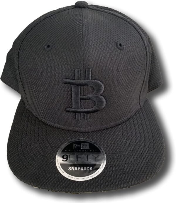 BTC Universe Bitcoin Flat Bill Snapback Moisture Wicking Black Cap with Black 3D Puff Embroidery, One Size-Small - Image 3
