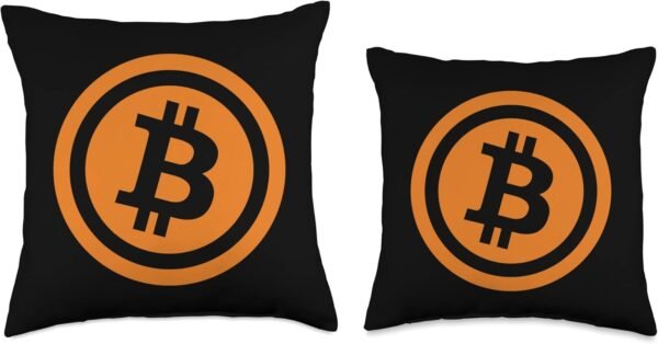 Bitcoin Logo Emblem Cryptocurrency Blockchains Bitcoin Throw Pillow - Image 4