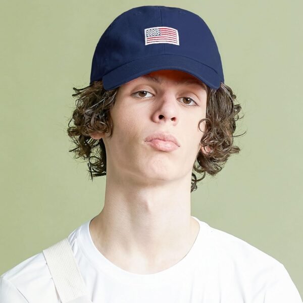 USA Flag & Embroidery Premium 100% Cotton Low Profile Adjustable Baseball Dad Cap - Image 3