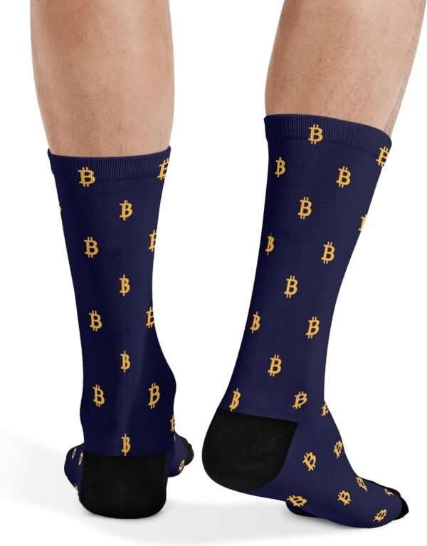 DZUAIKIT Mens Dress Socks Crew Socks Bitcoin Sign Print Man Gift Socks 15.75 Inch Stretch Sport Keep Warm Sock - Image 6