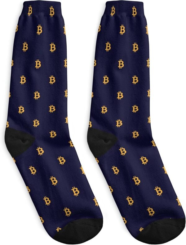 DZUAIKIT Mens Dress Socks Crew Socks Bitcoin Sign Print Man Gift Socks 15.75 Inch Stretch Sport Keep Warm Sock - Image 7