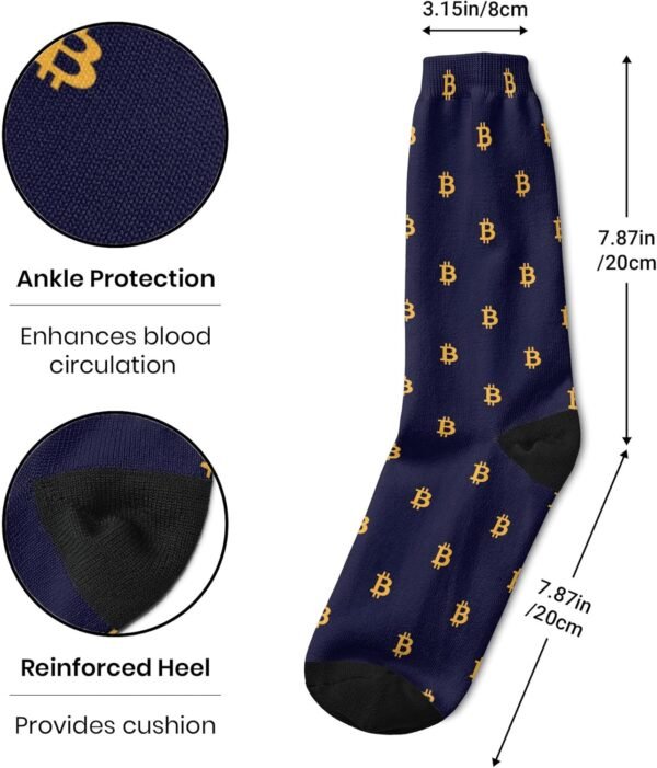 DZUAIKIT Mens Dress Socks Crew Socks Bitcoin Sign Print Man Gift Socks 15.75 Inch Stretch Sport Keep Warm Sock - Image 8