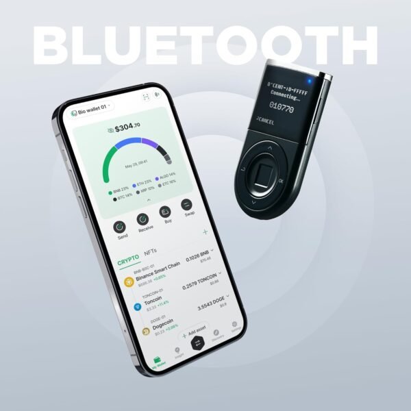 D'CENT Hardware Wallet 2X Pack – Biometric Cold Wallet for Crypto with Fingerprint Authentication | Secure Bluetooth Storage for Bitcoin, Ethereum, XRP, XDC, Solana, Stablecoins & More. - Image 4