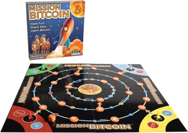 Mission Bitcoin Board Game, Ages 6+, 2-4 Players, Game Board, Tokens, Pawns, Dice, Instructions - Image 3