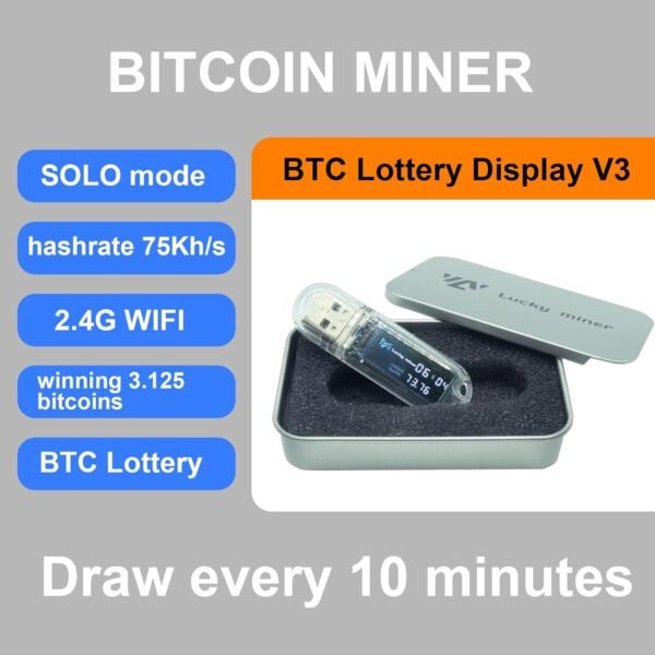 USB Bitcoin Miner Stick LV03 BTC Lottery Crypto Mini Solo 2.4G WiFi 74KH 1W With Display ASIC Algorithm Mining Rig Cryptocurrency Silent(1PCS) - Image 4