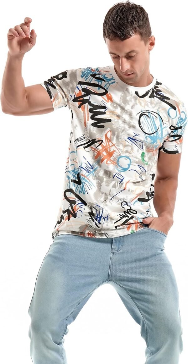 YININF Mens Hipster Hip Hop Short Sleeve Print T-Shirt Shirts Men - Image 5
