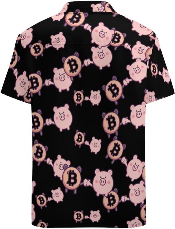 Bitcoin Piggy Banker Hawaiian Shirt for Men Short Sleeve Button Down Shirts Beach Top - Image 4