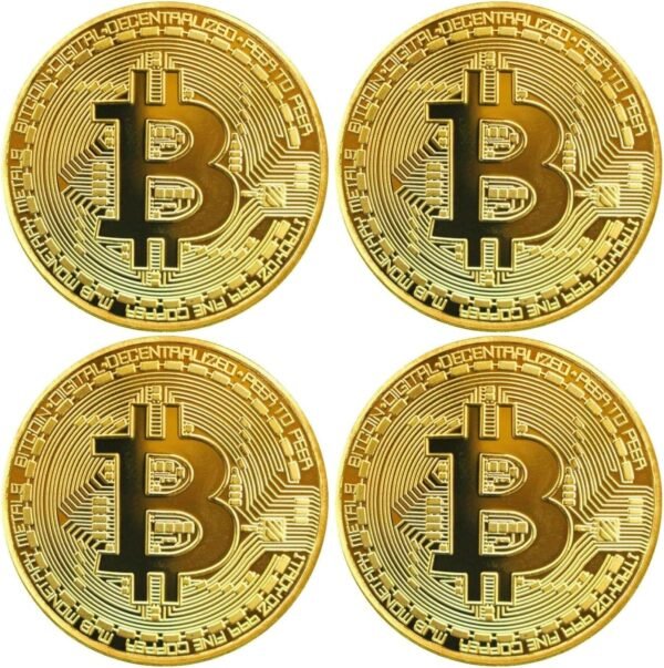 4 Pcs/Set Bitcoin Commemorative Collector Coin, Gold Plated Novelty Coins, Cryptocurrency Collectible Gift, Coin Thickness 3MM - Image 2